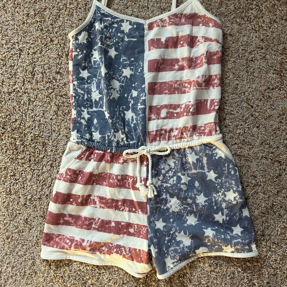 Rue21 Red and White Jumpsuit with Patriotic Flair